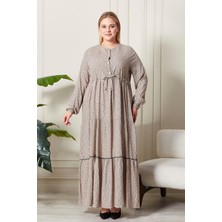 FERACE Kadın Büyük Beden Çıtır Kumaş Düğmeli Elbise