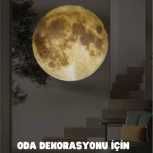 Dünya ve Ay Temalı Yatak Odası LED Gece Lambası Yıldızlı Atmosfer Projeksiyonlu Şarjlı LED Gece Lambası