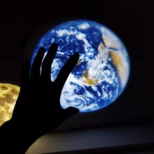 Dünya ve Ay Temalı Yatak Odası LED Gece Lambası Yıldızlı Atmosfer Projeksiyonlu Şarjlı LED Gece Lambası