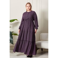 FERACE Kadın Büyük Beden Çıtır Kumaş Düğmeli Elbise