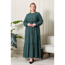 FERACE Kadın Büyük Beden Çıtır Kumaş Düğmeli Elbise