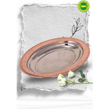 Bakır Maraş Dövme Bakır Kayık Sunumluk Kırmızı Kapaksız 30 cm