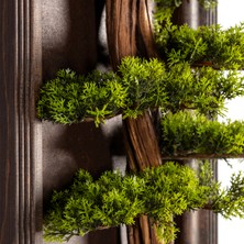 Timber Bonsai Tablaeu - 6 - Masif Ahşap Çerçeveli 3 Boyutlu Yapay Ağaç Tablosu 33X60 cm