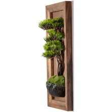 Timber Bonsai Tablaeu - 8 - Masif Ahşap Çerçeveli 3 Boyutlu Yapay Ağaç Tablosu 33X60 cm