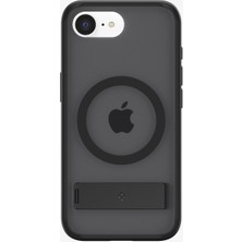 Spigen iPhone 17e / 16e ile Uyumlu MagSafe Kılıf Ultra Hybrid S Mag Fit Frost Metal Stand özellikli Sararmaya Dayanıklı Mat Siyah Şeffaf Kapak - ACS09149 (Spigen TR Garantili)