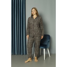 Tampap Kadın Gömlek Yaka Büyük Beden Süet Dokulu Alt Üst Pijama Takım