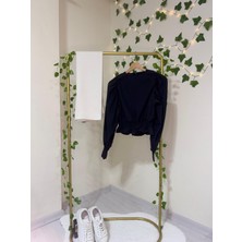 Beli Lastikli Tesettür Bluz Siyah