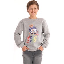 Hello Guest Baskılı Gri Renk Erkek Çocuk Sweat
