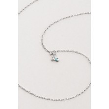 I Harfi 18 Ayar Beyaz Altın Kaplama 45 cm Gümüş Nazar Kolye