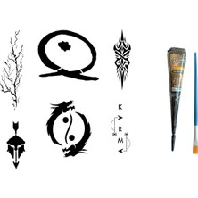Airbrush Tattoo Karma Ying Yang Hint Kınasıyla Geçici Dövme Yapma Seti