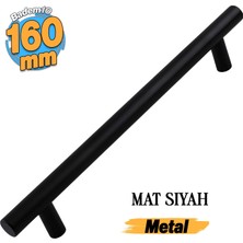 Badem10 Çubuk Mobilya Mutfak Dolap Dolabı Çekmece Kulpu -Mat Siyah Metal (160 mm-16.0 Cm) Kulpları