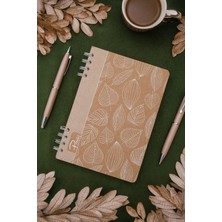 Prestij White Leaves Kraft Çizgili Defter