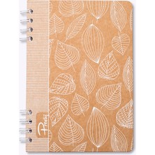 Prestij White Leaves Kraft Çizgili Defter