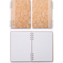 Prestij White Leaves Kraft Çizgili Defter