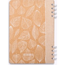 Prestij White Leaves Kraft Çizgili Defter