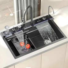 HCA Limited Akıllı Evye Seti Dijital Tuşlu Mutfak Lavabo Musluk Teknolojik Yeni Nesil Eviye Batarya Paslanmaz Çelik