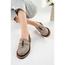 Marshetta Shoes Loressa Model Kahverengi Keten Kadın Loafer Günlük Ayakkabı