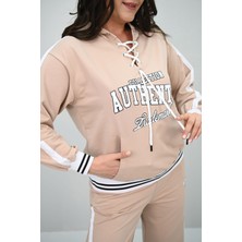 Koza Butik Kadın Büyük Beden Kordonlu Bol Paça Eşofman Takımı 8164-25