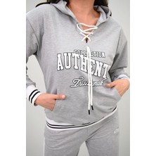 Koza Butik Kadın Büyük Beden Kordonlu Bol Paça Eşofman Takımı 8164-25