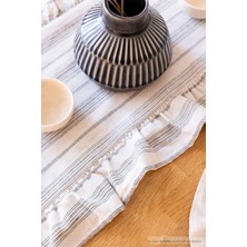 Kamdu 40 x 125  cm  Vintage Fırfırlı  Keten Pamuklu Amerikan Runneri,amerikan Servis