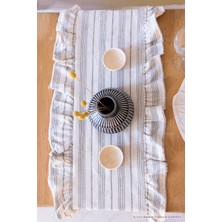 Kamdu 40 x 125  cm  Vintage Fırfırlı  Keten Pamuklu Amerikan Runneri,amerikan Servis
