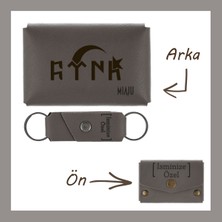 Miawiki Kül Gri, Efsanevi Göktürk Deseniyle, Kişisel Dokunuşlu Cüzdan ve Anahtarlık Set, Özgün Hediye, Anı
