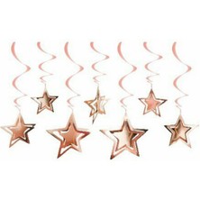Patladı Gitti 10 Lu 3D Yıldız Tavan Sarkıt Süs Rose Gold