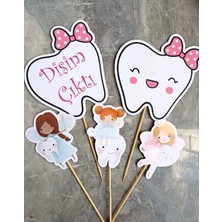 Hiras Dizayn 32PARÇA Ilk Dişim Çıktı Kız Diş Buğdayı Seti Banner Pasta Kürdanı Cupcake Süsü Seti