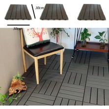 Bademler Halı Ahşap Görünümlü Plastik Karo Deck 30X30 Bahçe Havuz Kenarı Teras Cafe Restoran Zemin Kaplama 11 Adet