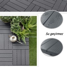 Bademler Halı Ahşap Görünümlü Plastik Karo Deck 30X30 Bahçe Havuz Kenarı Teras Cafe Restoran Zemin Kaplama 11 Adet
