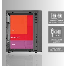 Triple Standart Fansız Mesh Panel Boş Atx Pc Ofis Bilgisayar Kasası
