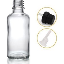 Zylan Ambalaj 50 ml Şeffaf Cam Içten Da mlalıklı Şişe Siyah Kapak, 12 Adet