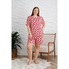 Nisanca %100 Pamuk  Büyük Beden Kısa Kol Şortlu Kadın Pijama Takımı