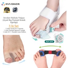 Invoker Ayarlı Halluks Bunyon Ayak Baş Parmak Kemik Eğriliği Düzeltme Aparatı Gece Ateli 3 Lü Set