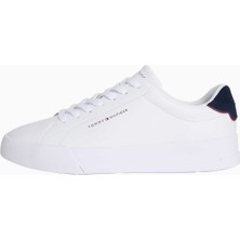 Tommy Hilfiger TH COURT LTH DETAIL ESS Beyaz Erkek Sneaker