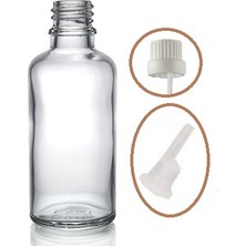 Zylan Ambalaj 50 ml Şeffaf Cam Içten Da mlalıklı Şişe Beyaz Kapak, 24 Adet