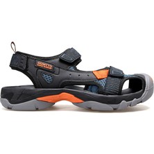 Humtto HM740093A Burnu Kapalı Siyah Lacivert Cırtlı Erkek Outdoor Trekking Spor Sandalet