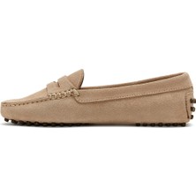 Derimod Kadın Bej Süet Deri Penny Loafer 25SFD290310