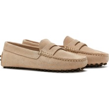 Derimod Kadın Bej Süet Deri Penny Loafer 25SFD290310