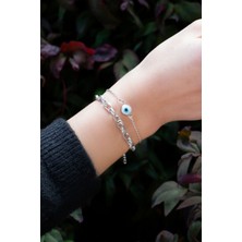 Aqua Di Polo 1987 Kadın Gümüş Nazar Boncuklu Bileklik