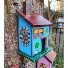 Nsn Ahşap Dünyası El Yapımı Bahçe Balkon Duvar Dekoru İçin Ahşap Ev,24×14×10 cm ,Tasarım Ürün, Elemeği Hediyelik