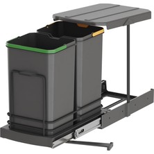 Starax S-2392 Antrasit 12+12 Litre Çöp Kovası Dolap İçi Teleskopi