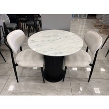 Bohem Masa Takımı Siyah Ayak Marmo Mdf 80 cm Sabit