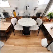 Bohem Masa Takımı Siyah Ayak Marmo Mdf 80 cm Sabit