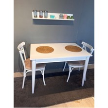 70*110 Küçük Sabit Beyaz Yemek Mutfak Balkon Masası