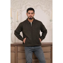 Woolen World Polo Yaka Fermuar Kapamalı Klasik Kesim Astarlı Çelik Örgü Hırka