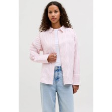 Jjxx Kadın Jxcaro Uzun Kollu Pamuklu Poplin Gömlek 12270951 Pembe