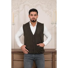 Woolen World Regular Fit Ön Cepli Kolsuz Erkek Triko Yelek