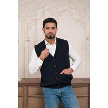 Woolen World Regular Fit Ön Cepli Kolsuz Erkek Triko Yelek