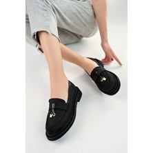 Marshetta Shoes Loressa Model Siyah Keten Kadın Loafer Günlük Ayakkabı